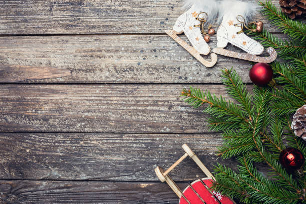 istock Christmas wooden background 1061690234