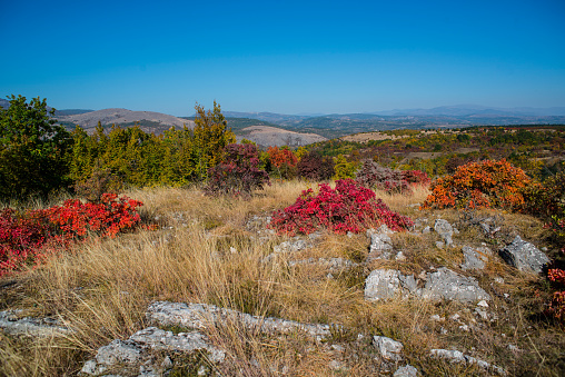 Beatuful lanscape with hills and blue sky of Eastern Serbia