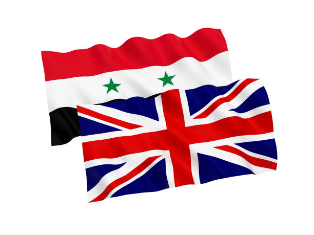 istock Flags of Syria and Great Britain on a white background 1061693836