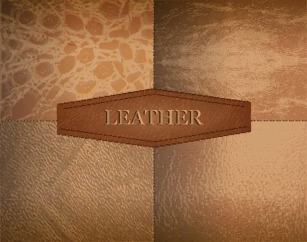 Vector illustration of close-up leather, realistic patterns for interior design, upholstery