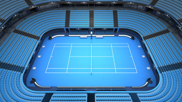 istock empty tennis court stadium interior view 1061697354