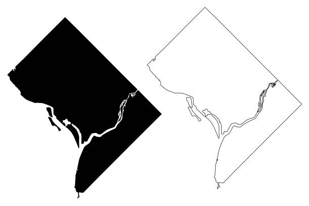 Washington City map vector Washington City ( United States cities, United States of America, usa city) map vector illustration, scribble sketch City of Washington, D.C. (District of Columbia) map washington dc stock illustrations