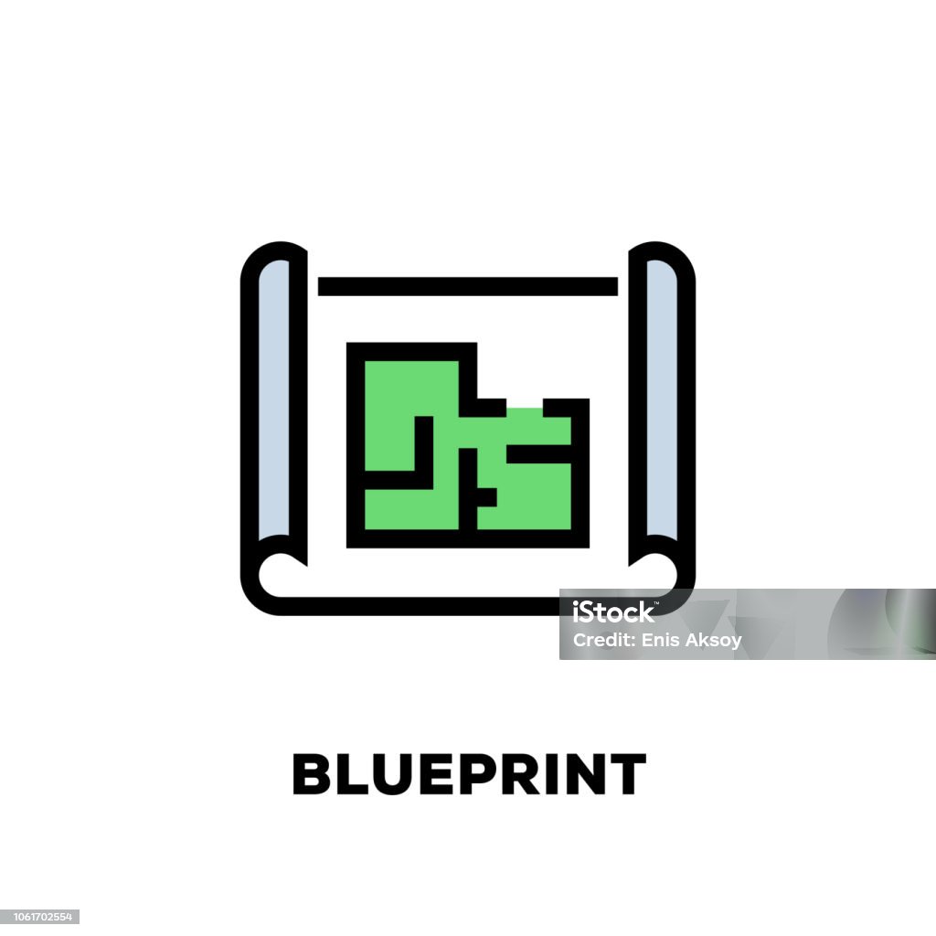 Blueprint Line Icon Blueprint stock vector