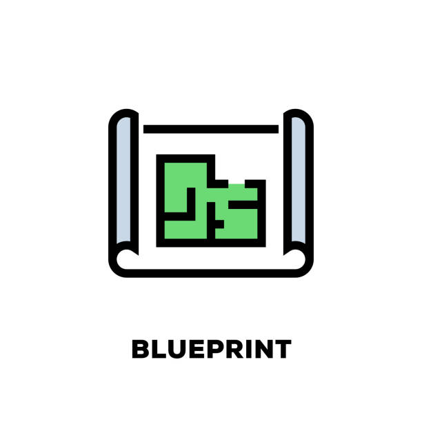 Blueprint Line Icon Blueprint Line Icon blueprint icons stock illustrations