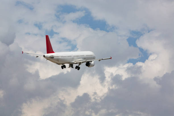 Passenger plane flying in the air