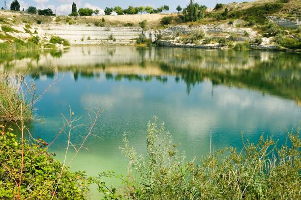 Mountain lake Mountain lake in old quarries in Inkerman near Sevastopol inkerman stock pictures, royalty-free photos & images