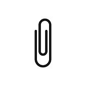 istock Black isolated icon of paper clip on white background. Silhouette of paper clip. Flat design. 1061711216