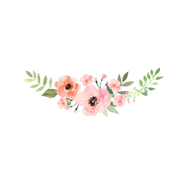 손으로 그린 수채화 꽃다발. 카드, 초대장에 대 한 디자인입니다. - bouquet wedding flower rose stock illustrations