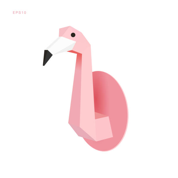 istock Flamingo Papercraft of the wall Pastel 3D 1061718870