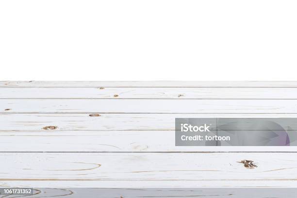 White Wood Table Paint On Isolate White Background Stock Photo - Download Image Now