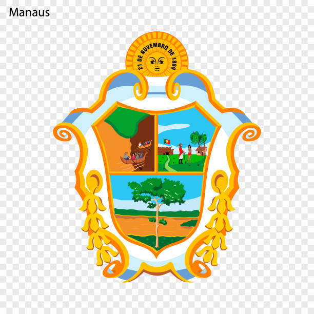 마나우스의 국장 - lion coat of arms shield backgrounds stock illustrations