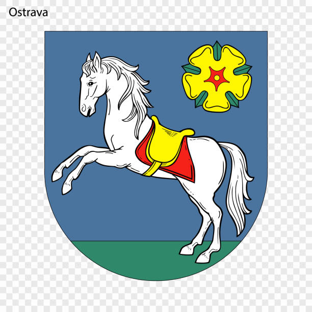 Emblem of City of Czech Republic Emblem of Ostrava. City of Czech Republic. Vector illustration czech lion stock illustrations