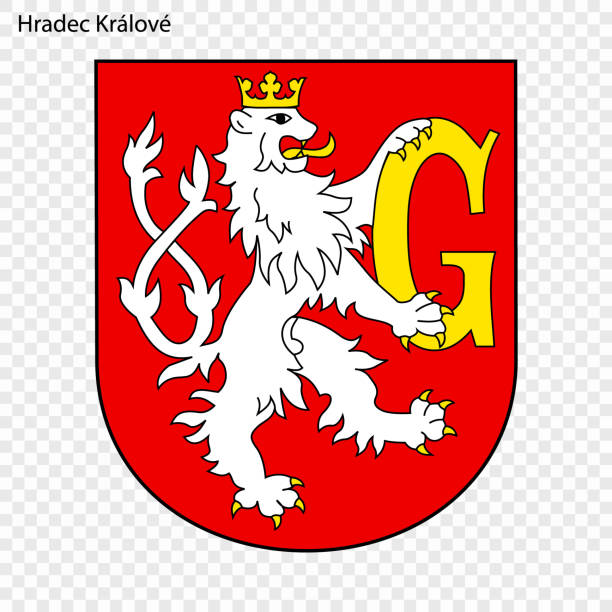 Emblem of City of Czech Republic Emblem of Hradec Kralove. City of Czech Republic. Vector illustration czech lion stock illustrations