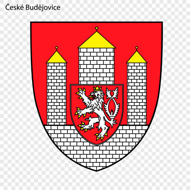 illustrazioni stock, clip art, cartoni animati e icone di tendenza di emblema della città della repubblica ceca - leone di boemia