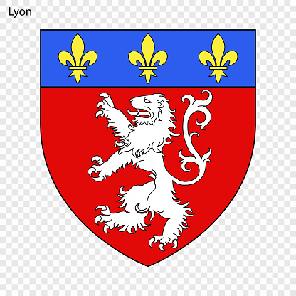 Emblem of Lyon. City of France. Vector illustration