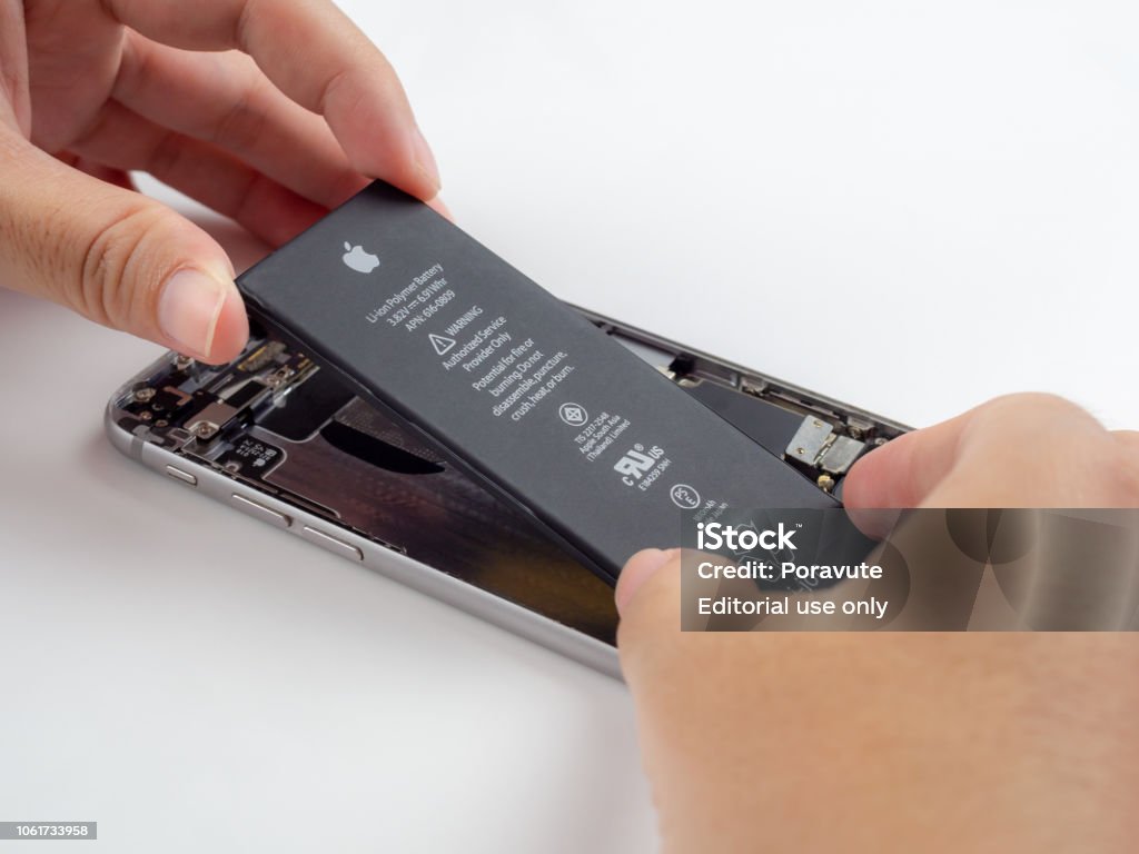 Technician Tried To Replace Apple Iphone Battery Stock Photo - Download Image Now Smart Phone, Repairing, Battery - iStock