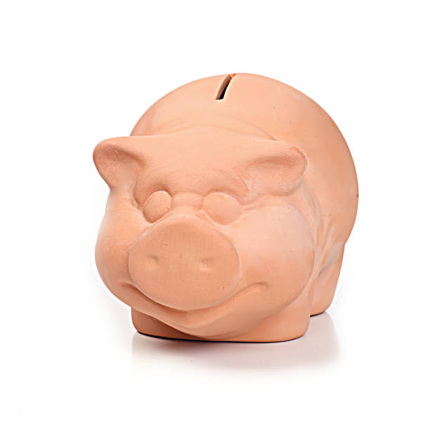 istock Ceramic piggy bank on white background 1061735730