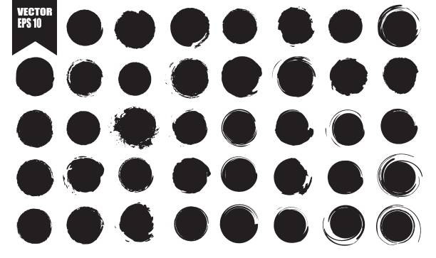 벡��터 블랙 서클의 집합입니다. 고립 된 백색 배경에 블랙 명소입니다. 그런 지 디자인에 대 한 관광 명소 - design element circle computer graphic coffee stock illustrations