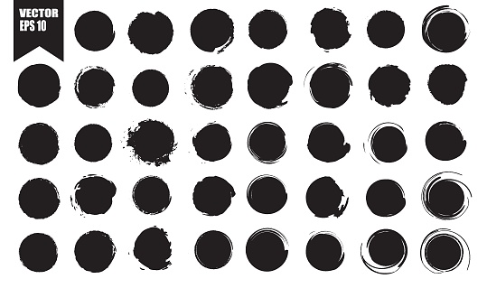 Set of vector black circles. Black spots on white background isolated. Spots for grunge design.