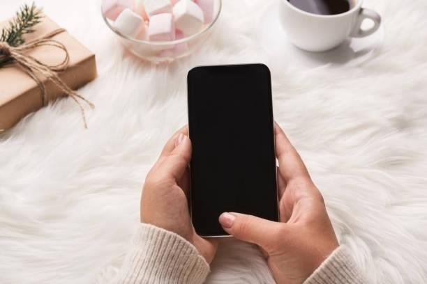 istock Woman shopping online on smartphone on white background 1061745738