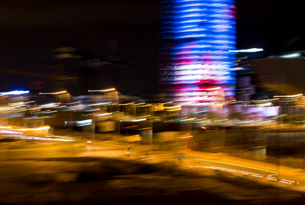istock Abstract background of long exposure, bokeh and light motion. Defocussed traffic. 1061757476