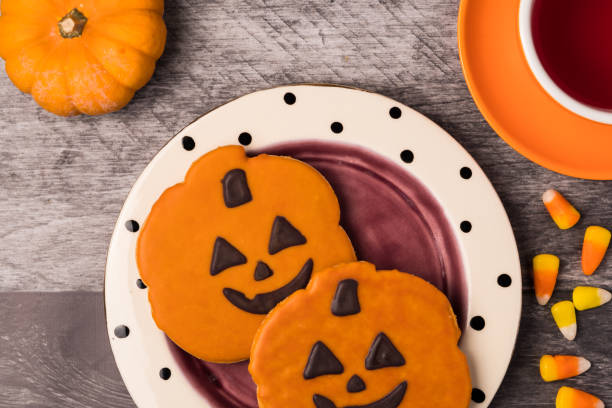 istock Halloweens Cookies and Tea Flat Lay 1061757968