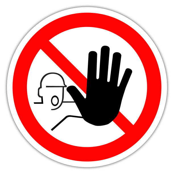 istock Sign in France: hand, Do not enter sign. Warning red circle icon isolated on white background. Prohibition concept. No traffic street symb 1061761356