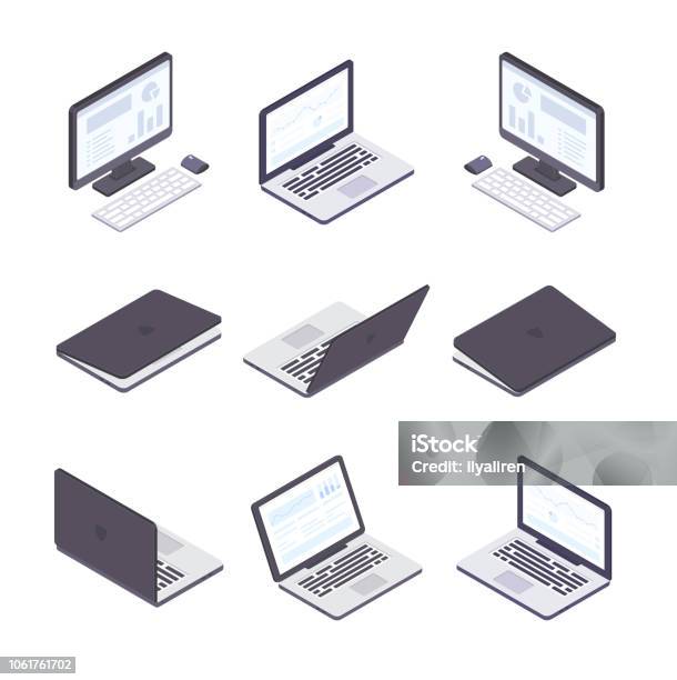 Isometric Vector Computer Computer Technology Set Of Modern Vector Isometric Elements Stock ...