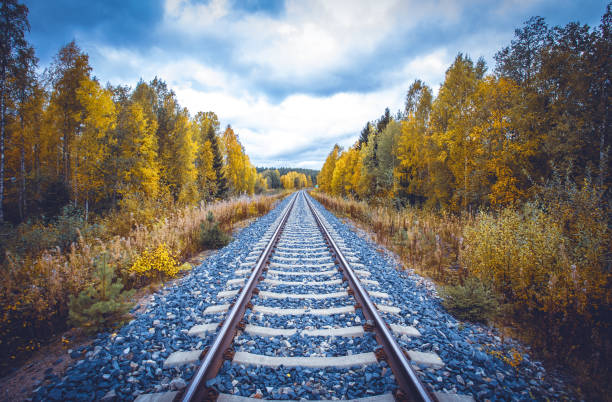 istock Autumn railway view from Sotkamo, Finland. 1061762268