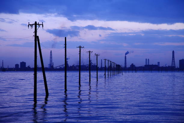 Egawa coast during sunset in Kisarazu, Chiba
