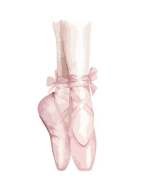 Watercolor ballet illustration. Hand drawn vector art. Fashion print Watercolor ballet illustration. Hand drawn vector art. Fashion print ballet dancer feet stock illustrations