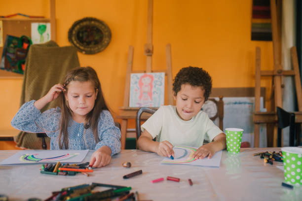istock Children painting with crayons 1061766414