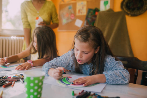 istock Young girl painting 1061766606