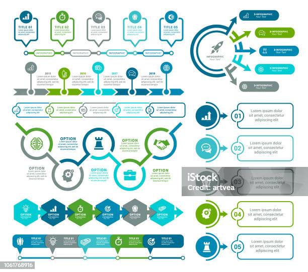 Elementy Infografiki - Stockowe grafiki wektorowe i więcej obrazów Grafika informacyjna - Grafika informacyjna, Oś czasu - pomoc wizualna, Wykres