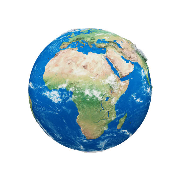 istock Planet earth globe isolated on white background. Blue and green realistic world. Earth day celebration. 1061775018