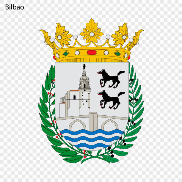 ilustraciones, imágenes clip art, dibujos animados e iconos de stock de escudo de bilbao. ciudad de españa. - bilbao