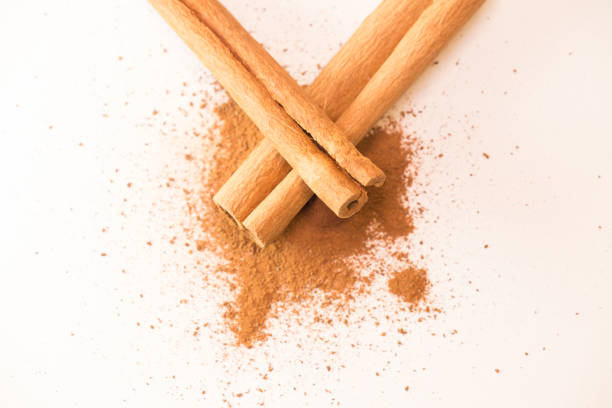 cinnamon sticks and powder isolated for background