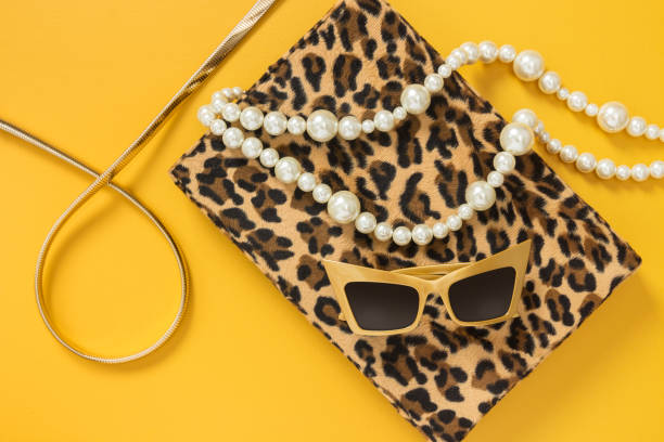 Fashion accessories on yellow background