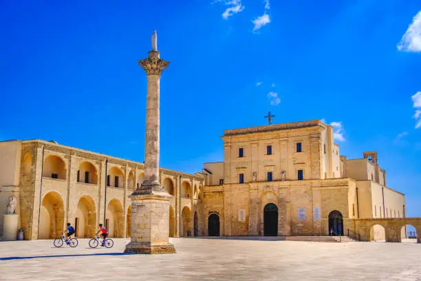 Santa Maria di Leuca Basilica and Colonna Corinzia - Salento - Lecce - Apulia - Italy .