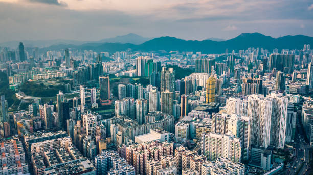 istock Downtown skyline with urban skyscrapers 1061799396