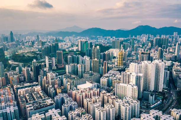 istock Downtown skyline with urban skyscrapers 1061799406