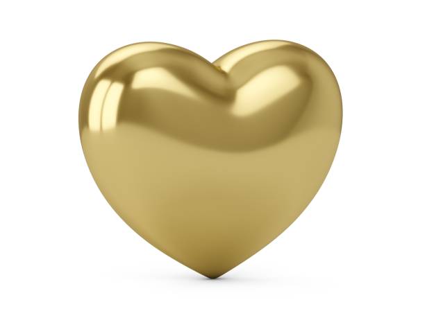 istock 3D Rendering Golden Love Heart isolated on white background 1061799462