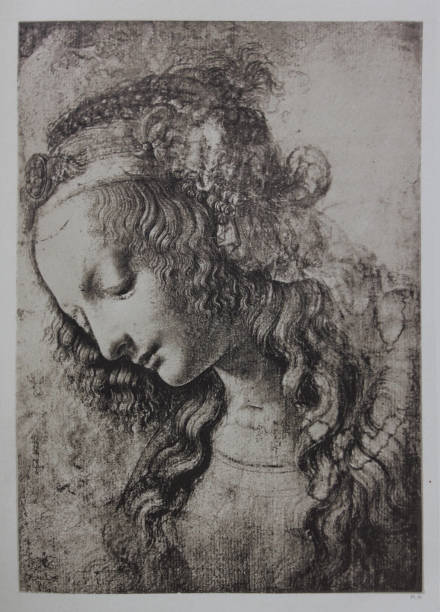 istock Head of woman, illustrated in a vintage book 1061799560