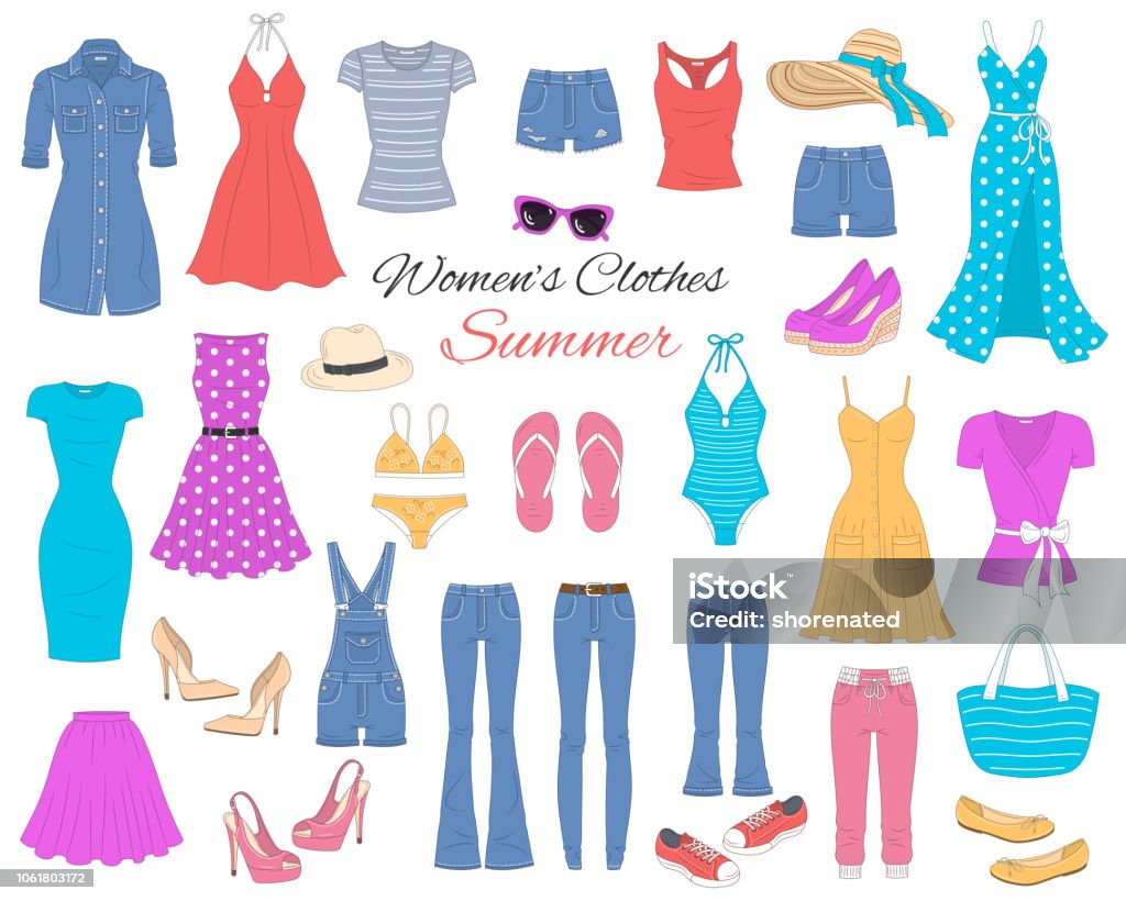 Women Clothes Collection Vector Illustration Stock Illustration