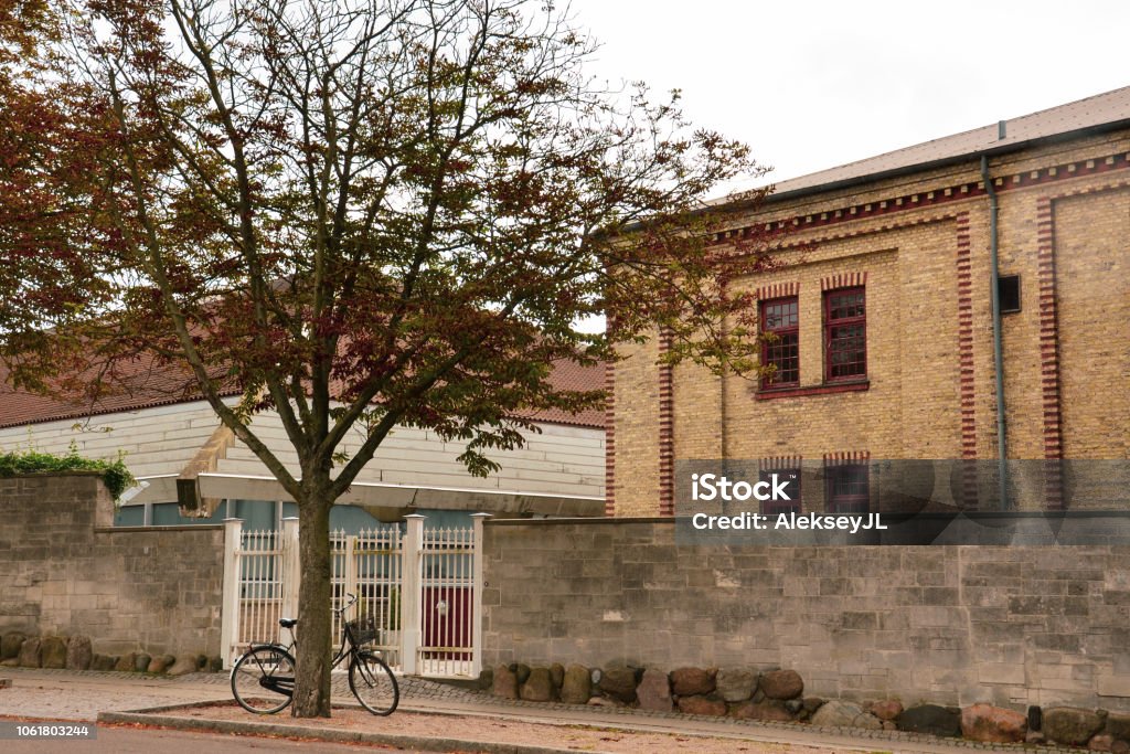 City landscape with a bicycle. Autumn. Autumn Stock Photo