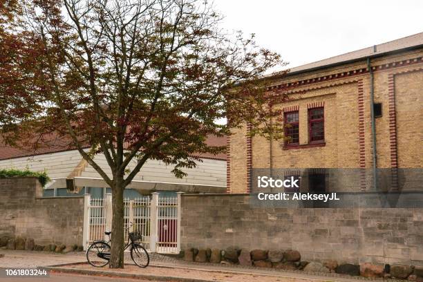 City Landscape With A Bicycle Autumn Stock Photo - Download Image Now - Autumn, Horizontal, No People
