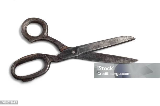 Vintage Metal Scissors On Isolated Stock Photo - Download Image Now -  Ancient, Antique, Blade - iStock