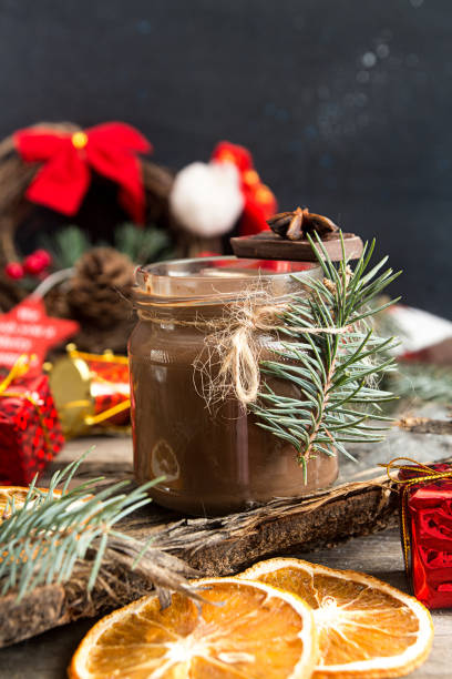 istock Jar of hot chocolate and Christmas decorations. 1061815430