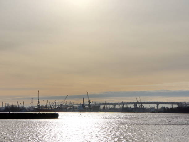 istock Seascape with port and flyovers 1061821276