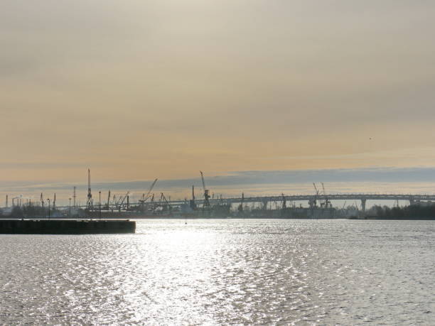 istock Seascape with port and flyovers 1061821292